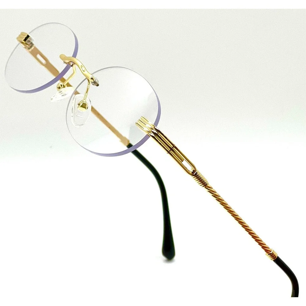 Rimless Women Glasses Gold‎ Frame Oval Clear Lens Lightweight Eyeglasses Female